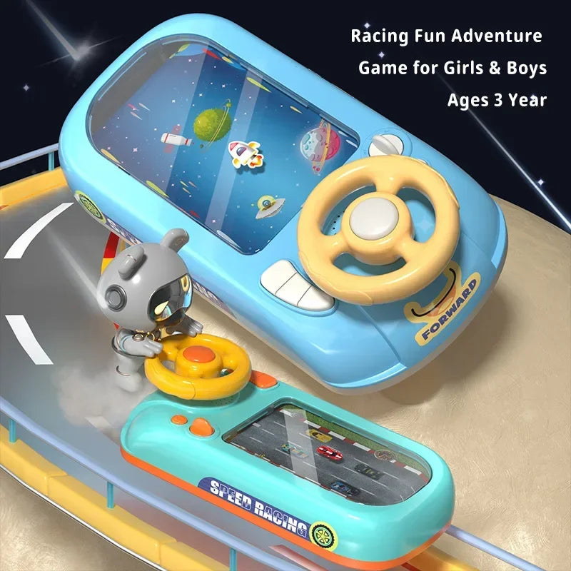 Game with Age 3+ Year Old, Kids Steering Wheel Toy w/Musical, Role Play Driving Sensory Toy (Space)