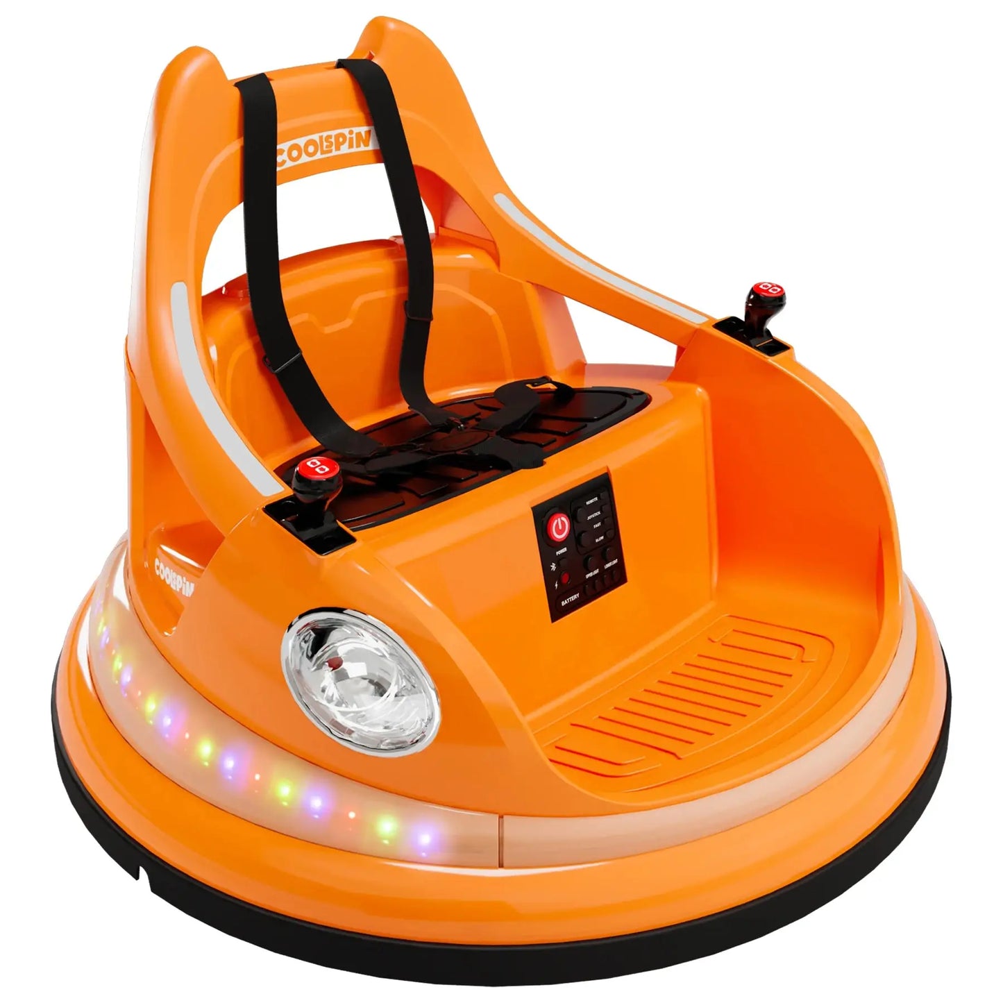 Orange electric bumper car for kids with LED lights
