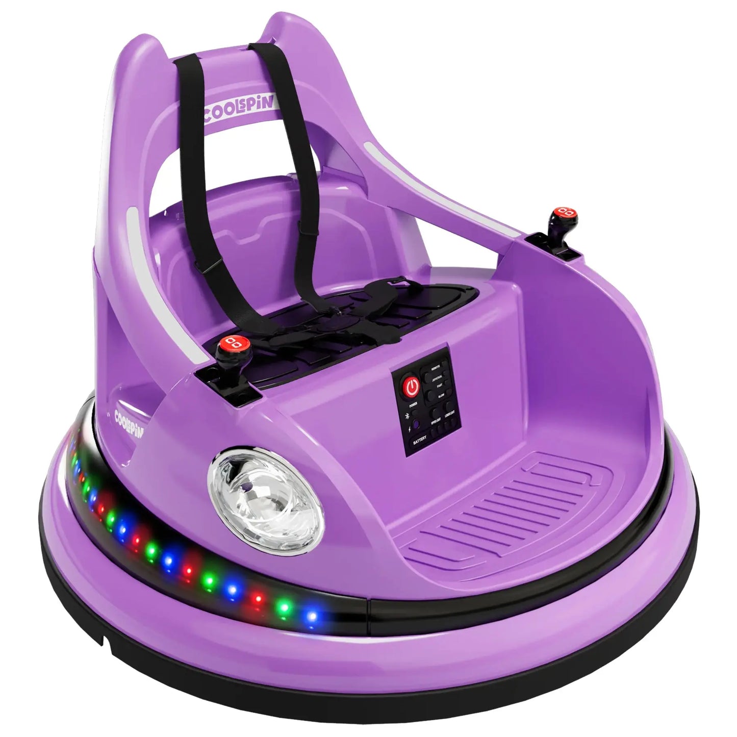 Purple electric bumper car for kids with LED lights