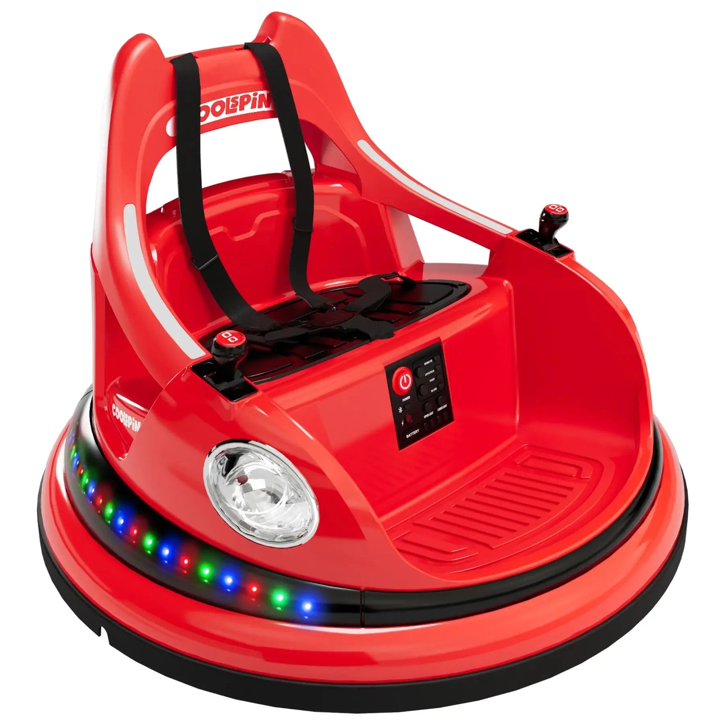 Red electric bumper car for kids with LED lights