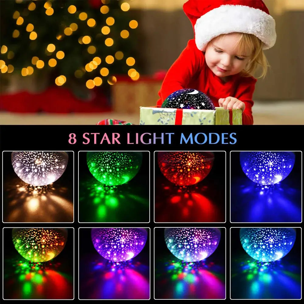 Child enjoying StarKids projector with 8 light modes