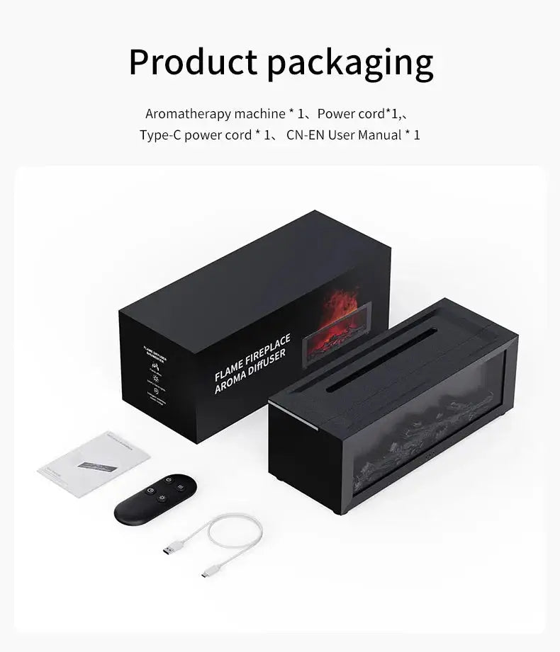 Fireplace humidifier packaging and contents