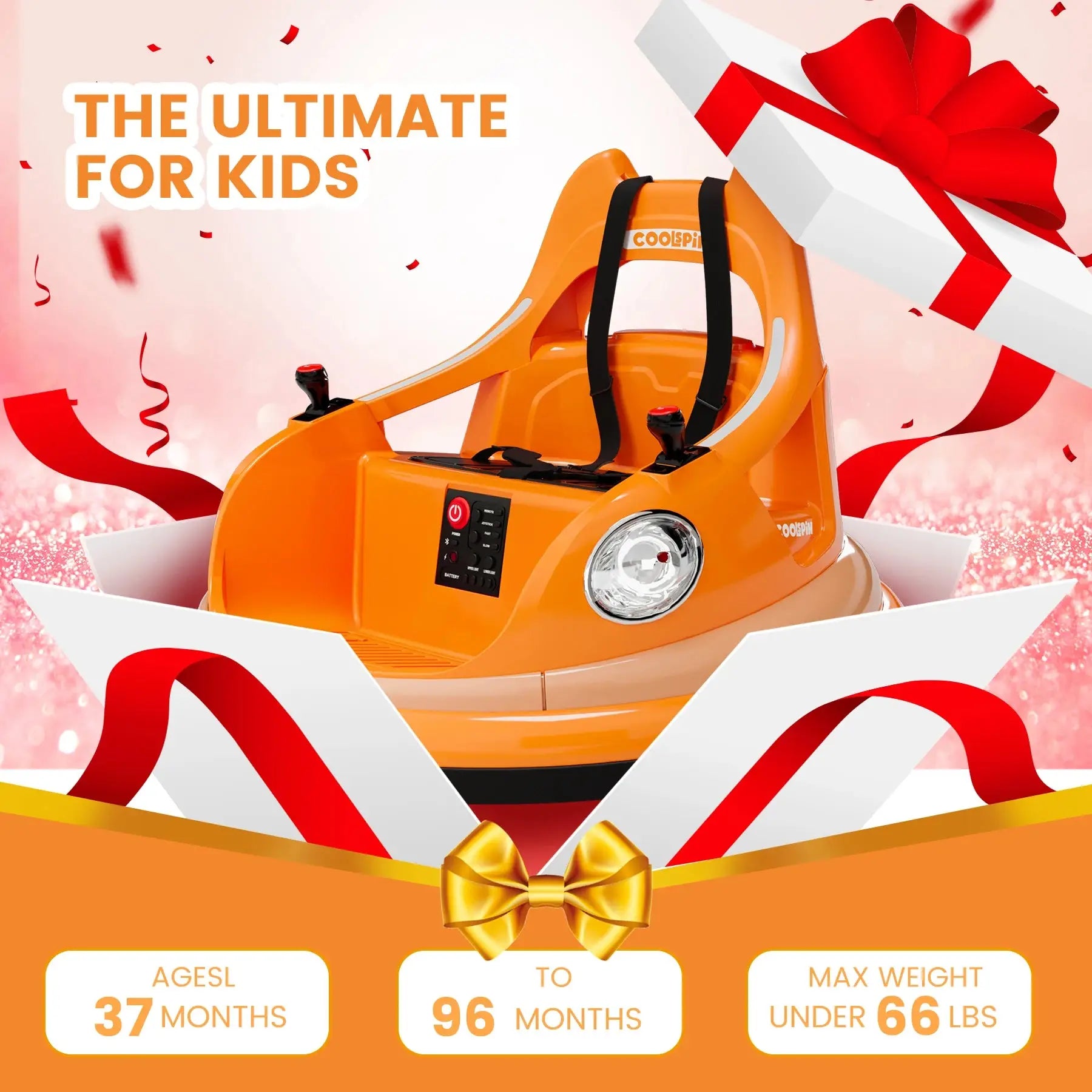 Orange bumper car gift for kids aged 37-96 months
