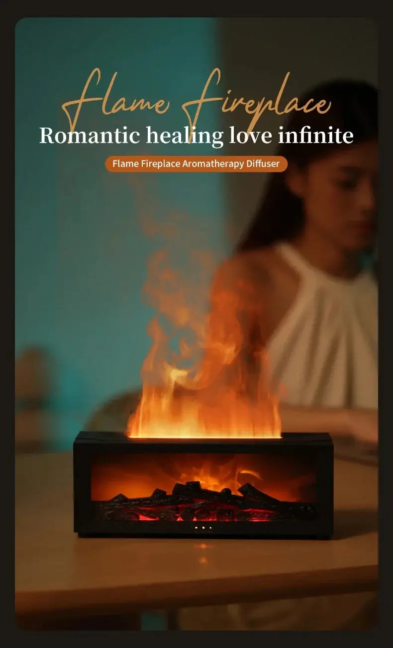 Romantic setting with flame fireplace diffuser