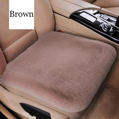 Imitation Rabbit Fur Seat Cover for Cars - Universal cushion for winter driving comfort.