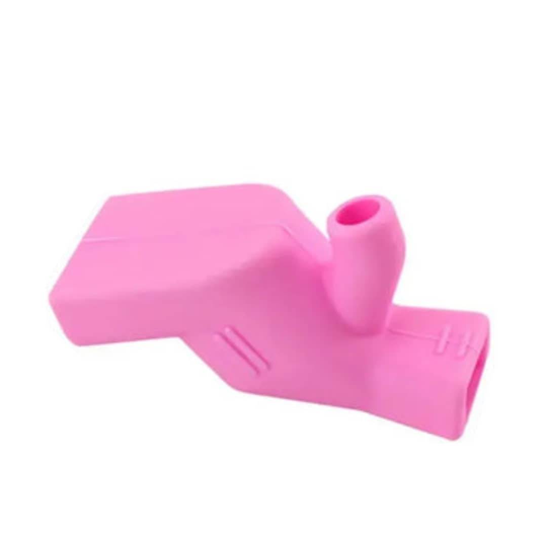 Pink bathroom sink faucet extender designed for kids and toddlers, enhancing water flow reach and promoting safe handwashing.