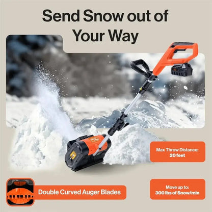 Powerful electric snow blower efficiently removing snow